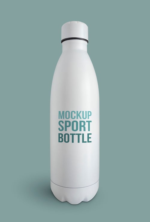 PSD maqueta de botella termo deportiva blanca