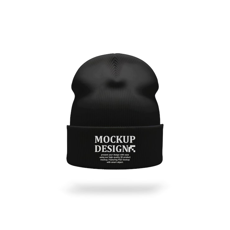 PSD maqueta de gorro negro para presentación de diseño de ropa