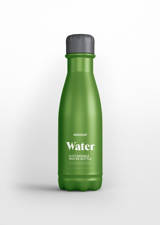 PSD une maquette de bouteille d'eau verte et durable
