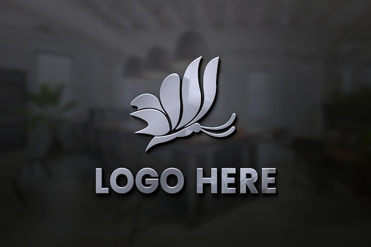PSD maquette de logo en acier 3d
