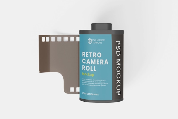 PSD maquette de rouleaux de caméra rétro psd