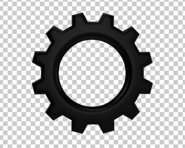 PSD máquina de roda de engrenagem configurando ícone preto renderização 3d