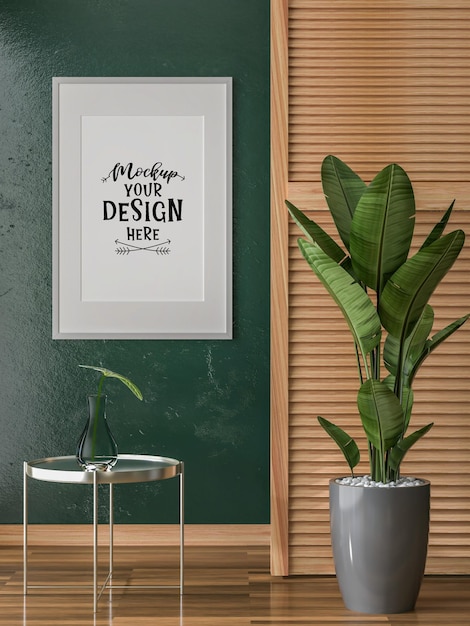 PSD marco de póster en la sala de estar psd mockup
