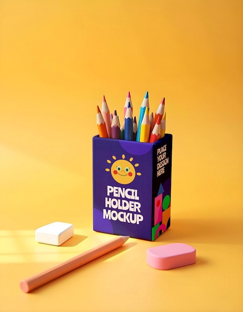 PSD markierungsstift kindergarten-schul-mockup