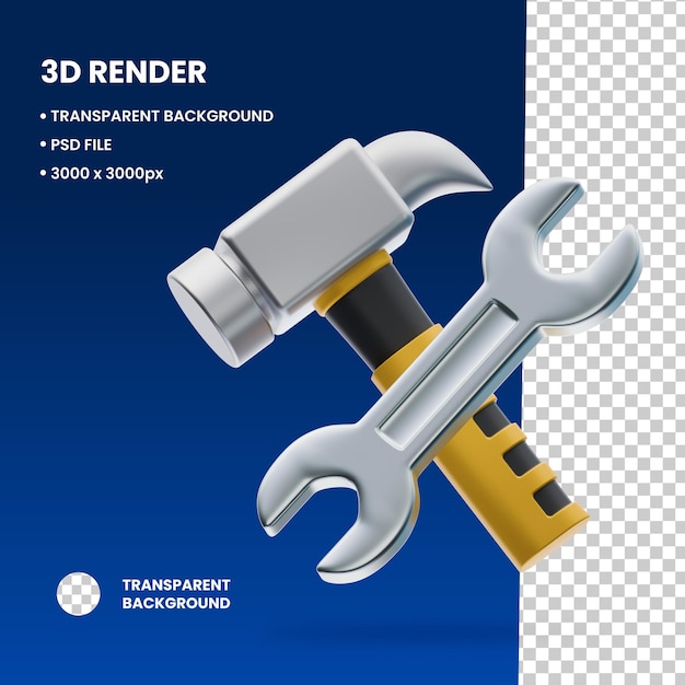 PSD martelo e chave 3d