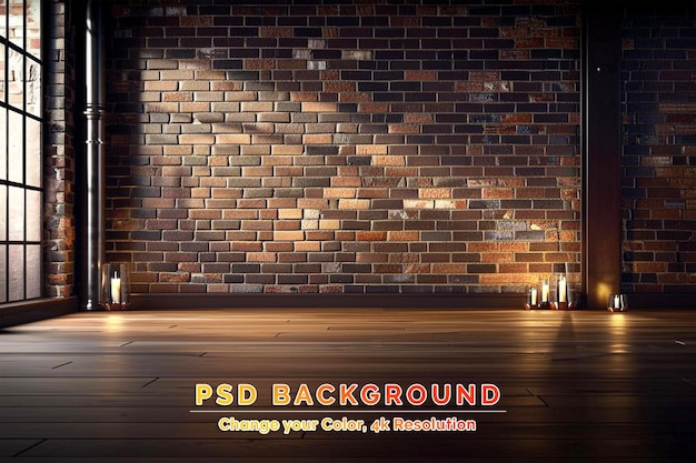 PSD meja dan dinding dengan lampu