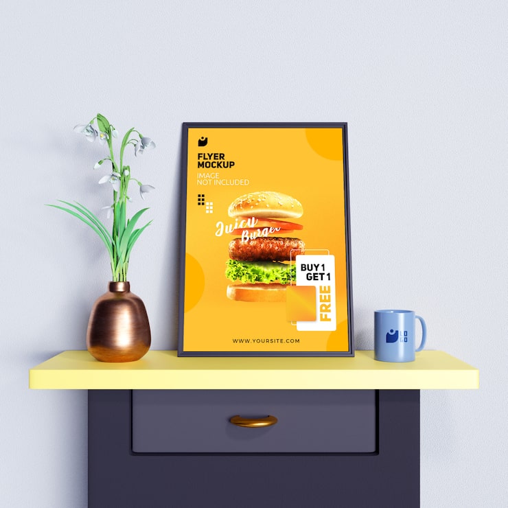 PSD meja kayu dan baja modern