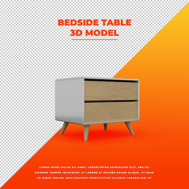 PSD mesa de cabeceira 3d modelo isolado
