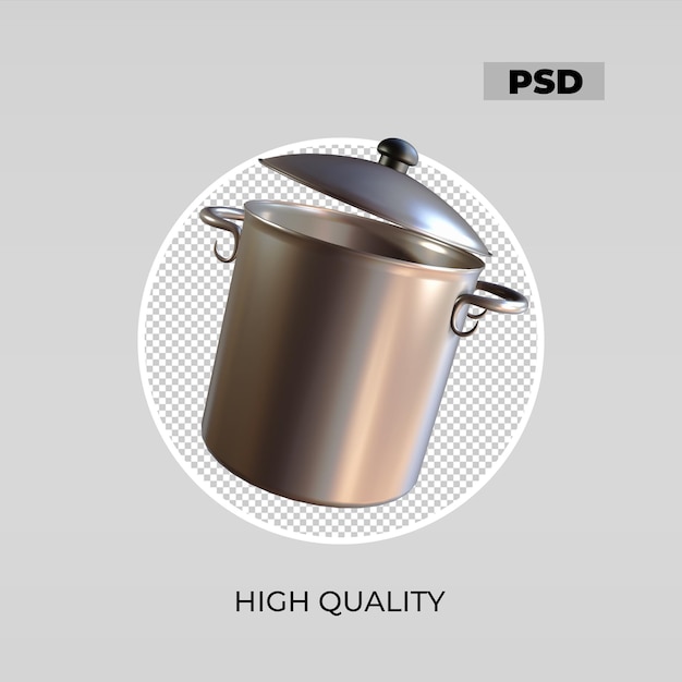 PSD mirada de olla de cocina de icono 3d 2