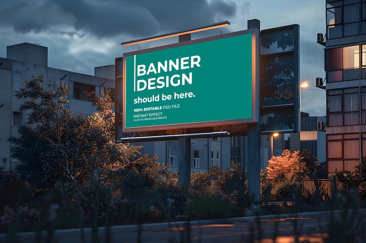 PSD mockup billboard 3d easytoedit untuk desainer