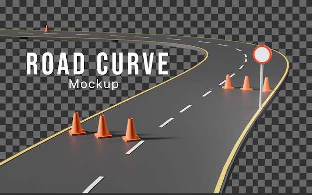 PSD mockup de la curva de la carretera en 3d