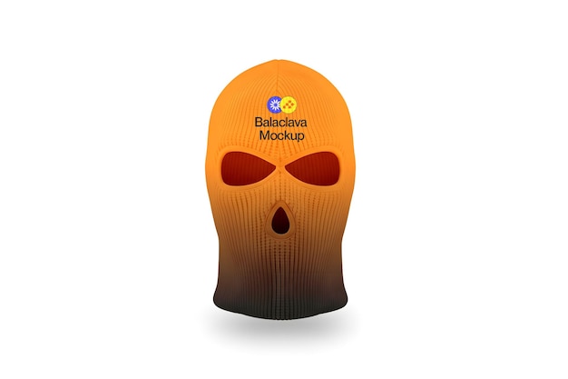 PSD mockup de balaclava realista com gradiente laranja e preto