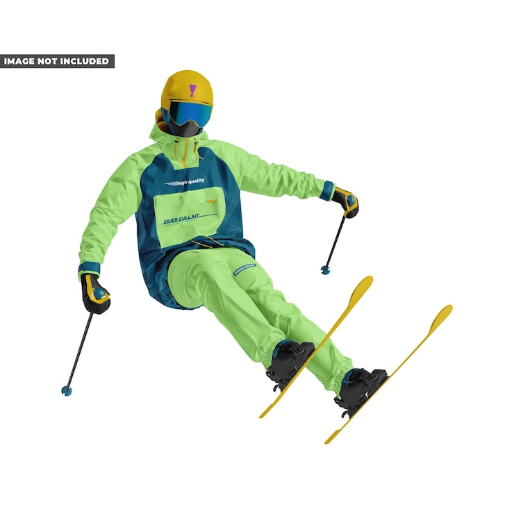 PSD mockup des skifahrers in aktion