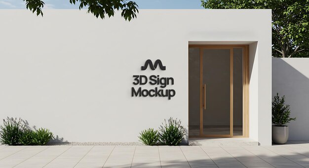 PSD mockup di cartello 3d sull'edificio