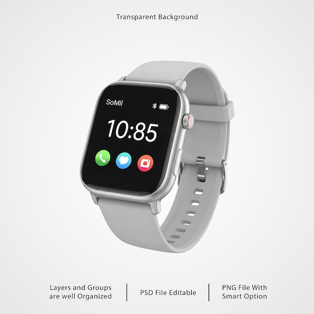 PSD mockup di smartwatch argento
