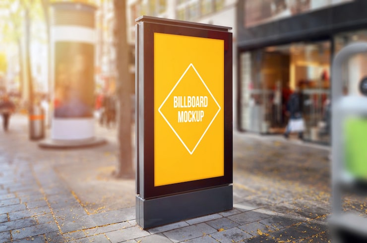 PSD mockup iklan luar ruang tiang lampu kota