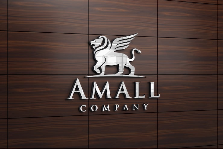 PSD mockup logo 3d dengan kayu gelap