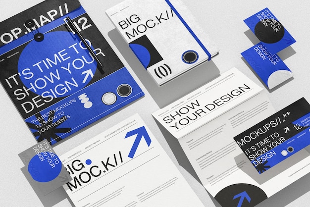 PSD mockup de marque avec des éléments de papeterie