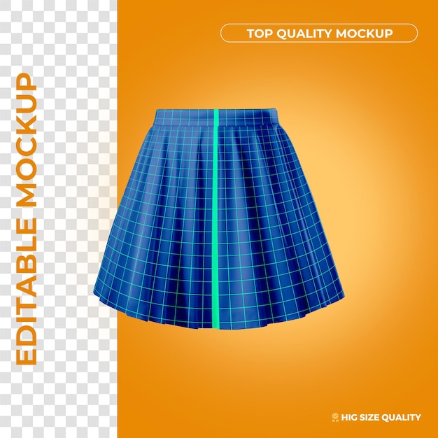 PSD mockup modré plisované sukně