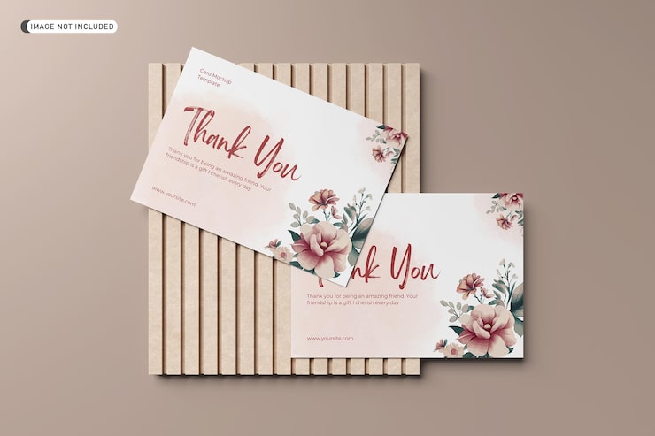 PSD mockup de tarjetas de agradecimiento