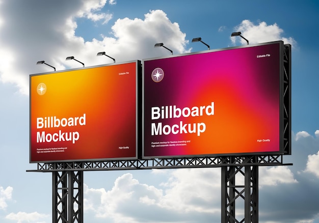 PSD mockup de valla publicitaria doble