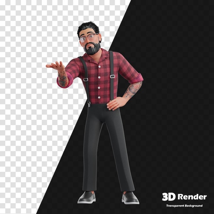 PSD model 3d dari model 3d 3d dari seorang pria 3d