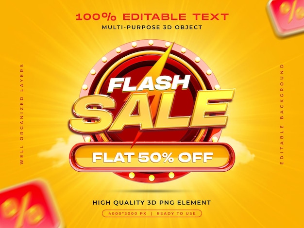 PSD modèle de conception de bannière de promotion de badge de vente flash