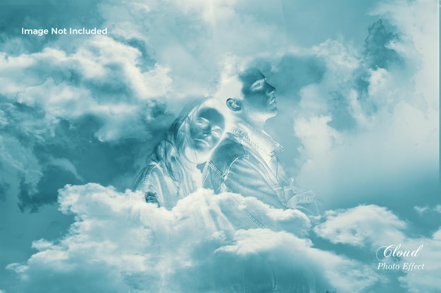 PSD modèle d'effet photo nuage psd