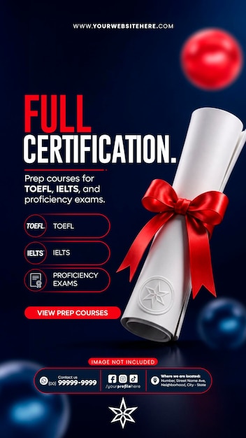 PSD modèle de flyer de cours de préparation à la certification avec diplôme