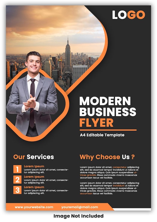 PSD modèle de flyer d'entreprise moderne avec paysage urbain et aspect professionnel