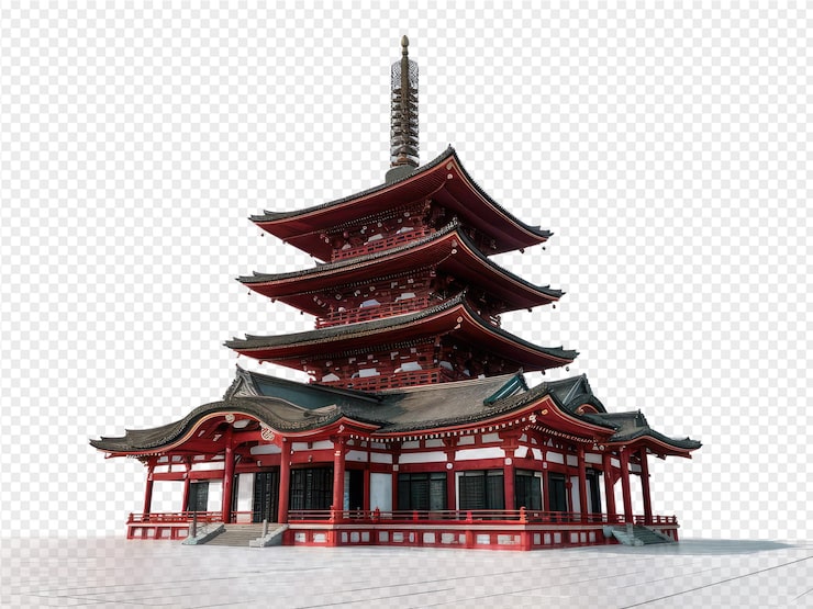 PSD un modèle d'une pagode avec un toit rouge