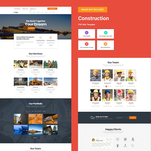 PSD modèle web de construction