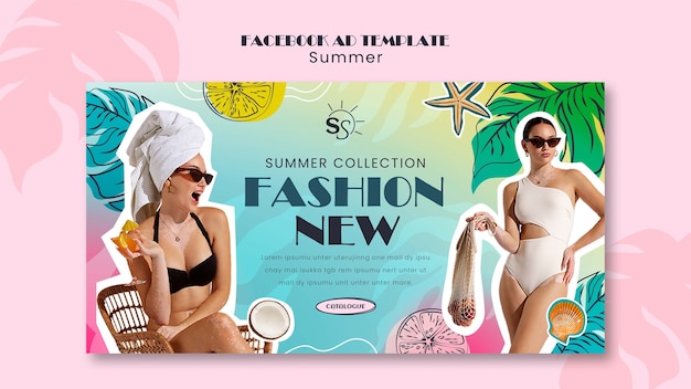 PSD modello facebook di moda estiva