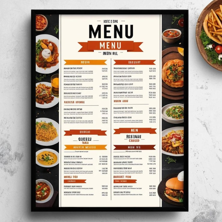 PSD modelo de design de cartaz de menu de comida de restaurante