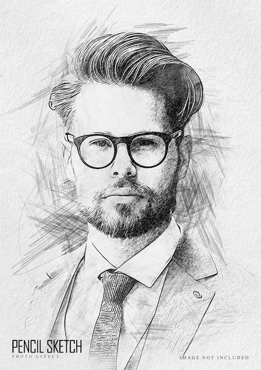 PSD modelo de efeito fotográfico de esboço de retrato