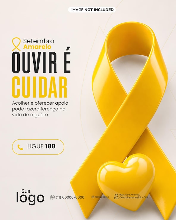 PSD modelo de flyer de prevenção do suicídio setembro amarelo
