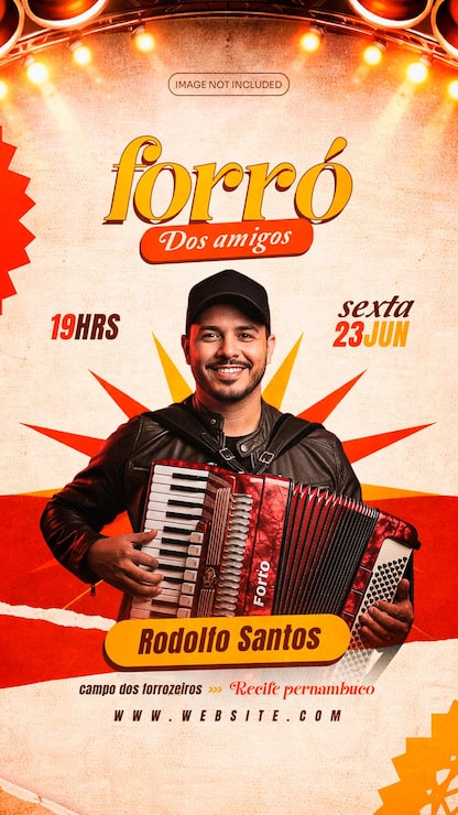 PSD modelo de flyer para evento de forró com sanfoneiro