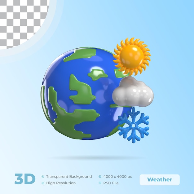 PSD modelo de ícone 3d da terra com fundo transparente