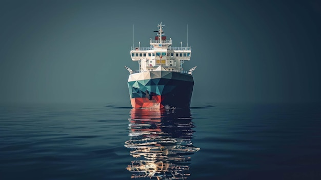 PSD un modelo lowpoly de un barco que navega en el océano