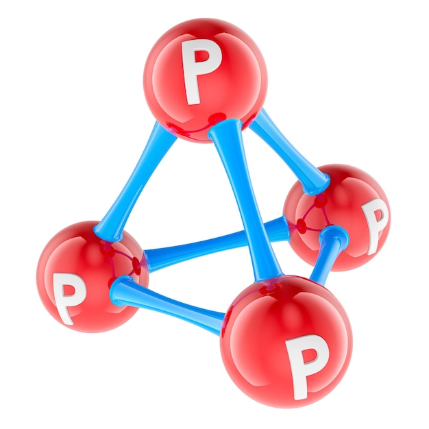PSD modelo de molécula de fósforo blanco p4, renderizado 3d