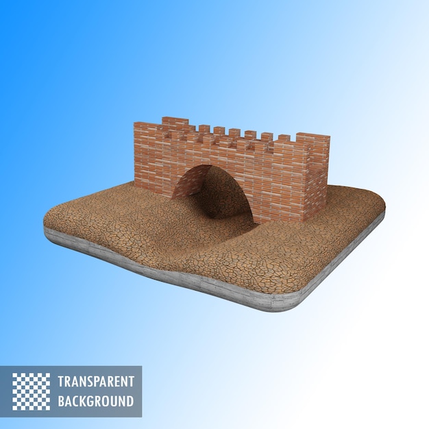 PSD modelo de puente de arco de ladrillo renderizado en 3d.