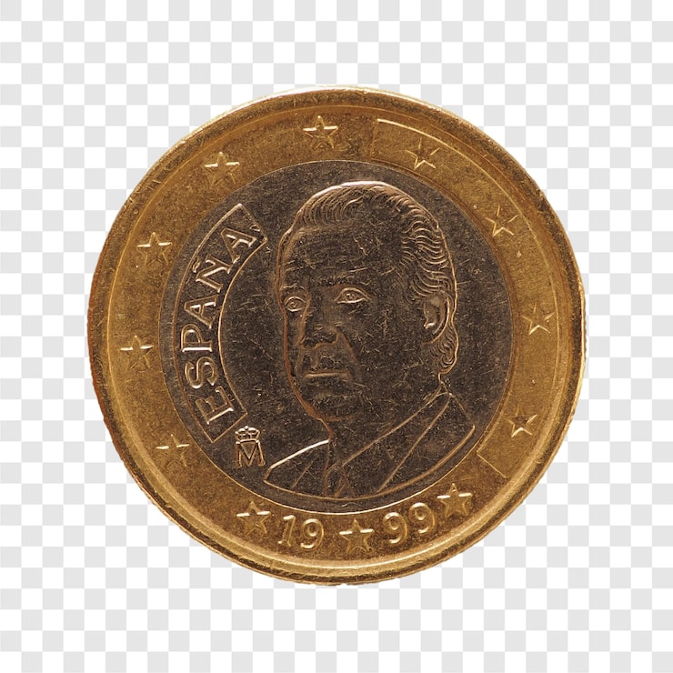 PSD moneda de 1 euro unión europea españa transparente