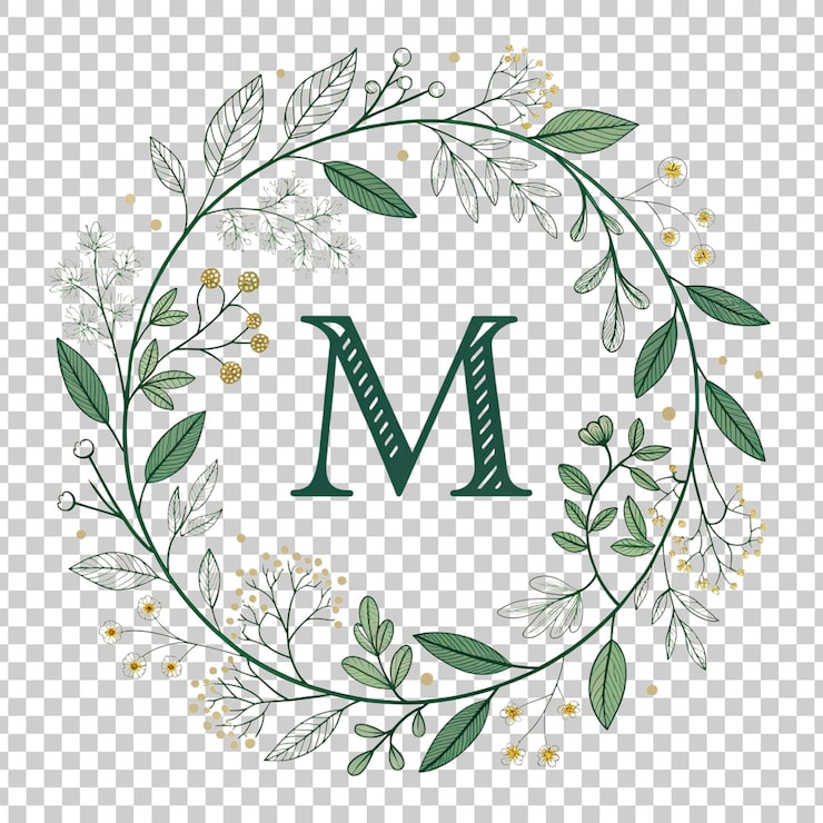 PSD monogram floral elegan m