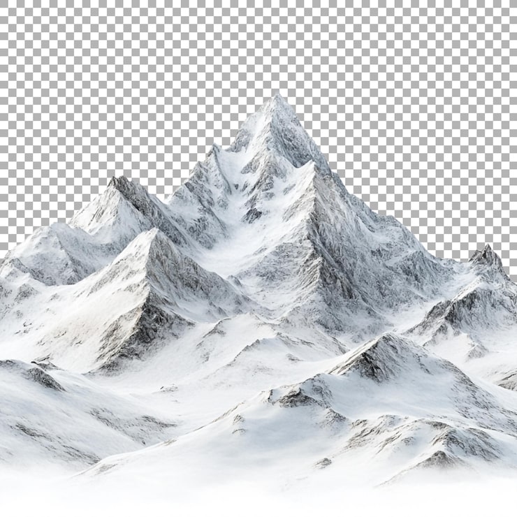 PSD montanha com neve sobre ela em fundo transparente ai gerado