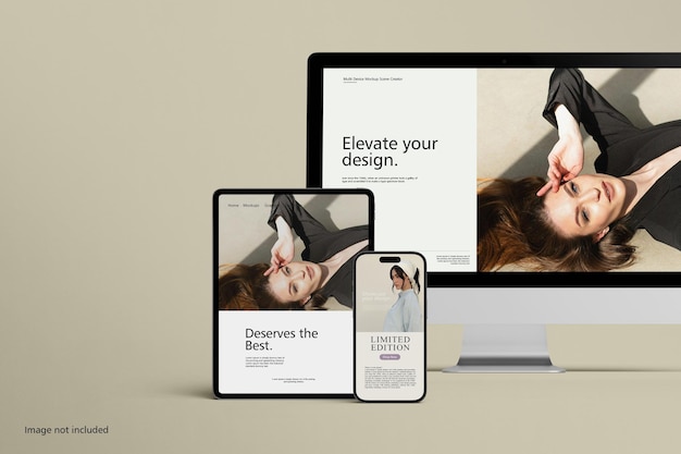 PSD multi-device-mockup mit einer website