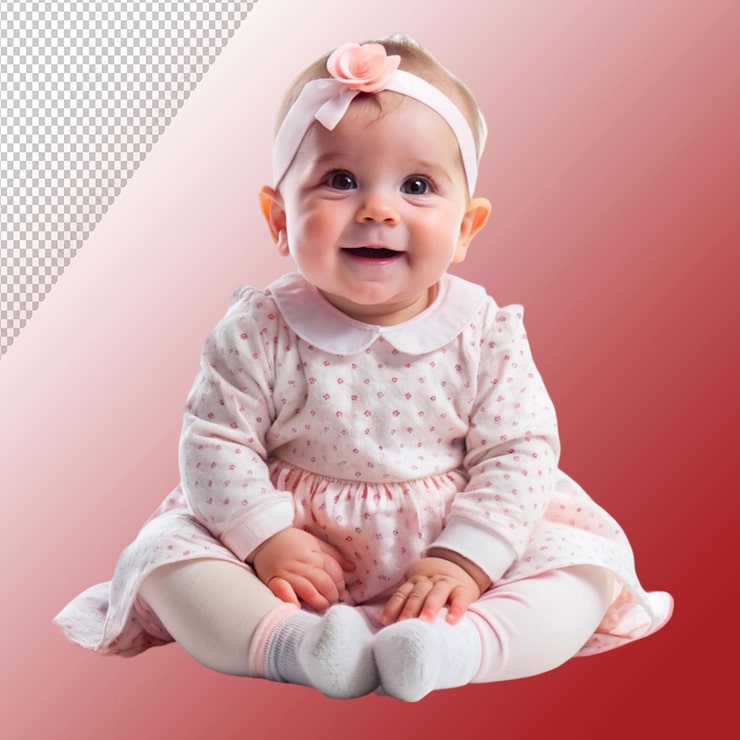 PSD niña aislada en un fondo transparente