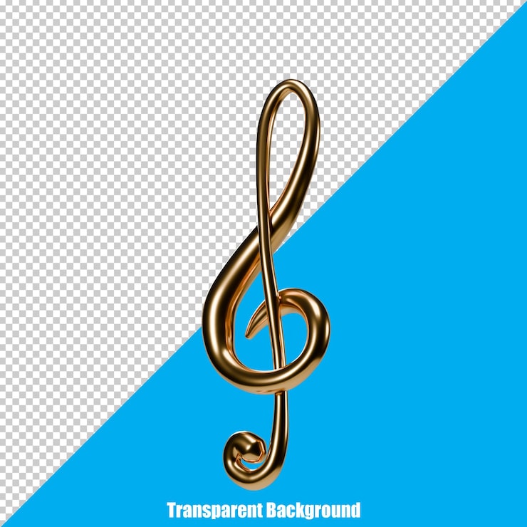 PSD nota musical en 3d en un fondo transparente.
