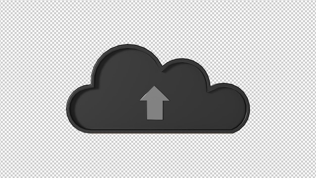 PSD nuvem 3d com sinal de upload png