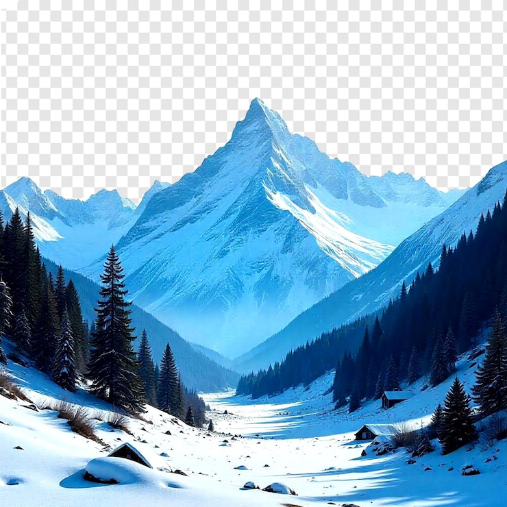 PSD o majestoso pico da montanha de neve