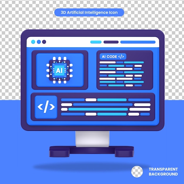 PSD objeto de programação de inteligência artificial renderizado em 3d